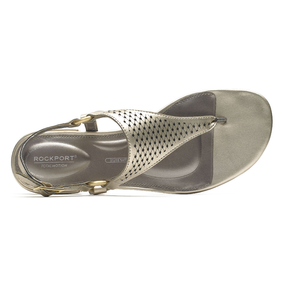 Sandalias Rockport Mujer Mexico - Total Motion Zosia Thong Dorados - BEDKG2350